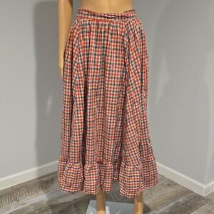 Chic Vintage Handmade Plaid A-Line Skirt in Red and Blue